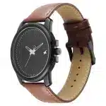 Fastrack Pulse Quartz Analog Black Dial With Tan Leather Strap Watch 3314NL01F - Image 3