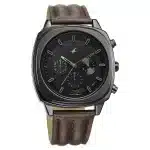 Fastrack Kronos Chronograph Black Dial Brown Leather Strap Watch 3319NL01 - Image 2