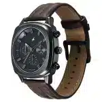 Fastrack Kronos Chronograph Black Dial Brown Leather Strap Watch 3319NL01 - Image 3