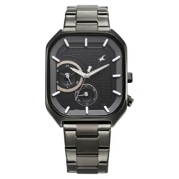 3321Qm01_1 Fastrack Groove Multifunction Black Dial Metal Strap Watch With Lume Indices 3321Qm01 - Image 1