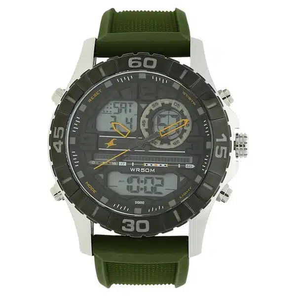 38035Sp01J_1 Fastrack Quartz Analog Digital Grey Dial Silicone Strap Watch 38035Sp02 - Image 1