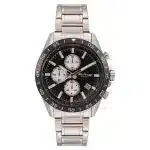 Titan Quartz Chronograph Black Dial Stainless Steel Strap Watch for Men 90106KM02
