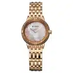Titan Glamour Quartz Analog Mother Of Pearl Dial Rose Gold Stainless Steel Strap Watch For Women 95316WM01