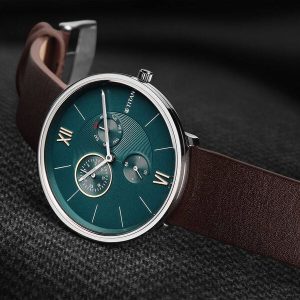 Gadgetoo Titan Slim Quartz Multifunction Teal Dial Quartz Stainless Steel Strap Watch 1877Sl01