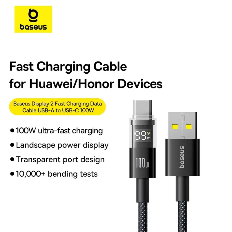 P10382701121-00-2 Baseus Display 2 Fast Charging Data Cable Usb To Type-C 100W 1M