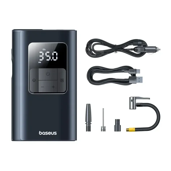 Baseus Car Tire Inflator Pumper VA1 Dual Power Wired & Wireless With Flashlight 6000 mAh Power Bank