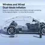 Baseus Car Tire Inflator Pumper VA1 Dual Power Wired & Wireless With Flashlight 6000 mAh Power Bank