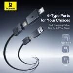 Baseus Versatile Two-for-Two Fast Charging Cable U+C to C+L 60W 1m Cosmic