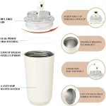 Tumbler Thermos Cup Milky White Coffee Mug Insulated Water Bottle 240ml