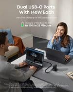 Anker Laptop Charger Zolo 140W 4-Port PD 3.1 with USB-C Cable & Digital Display (B2697) Global - Image 5