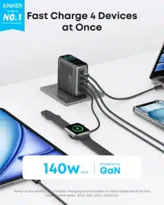 Gadgetoo Anker Laptop Charger Zolo 140W 4-Port Pd 3.1 With Usb-C Cable &Amp; Digital Display (B2697) Global