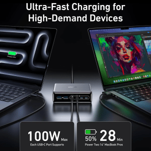 Gadgetoo Anker Prime 200W 6 Ports Gan Usb-C Pd Charging Station (A2683)