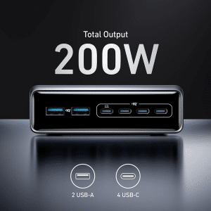 Gadgetoo Anker Prime 200W 6 Ports Gan Usb-C Pd Charging Station (A2683)