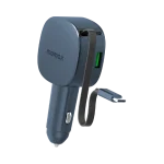 1-Move⁺ 2-Port Car Charger With Built-In Retractable Cable 60W