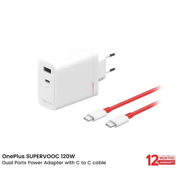 OnePlus SUPERVOOC 120W Dual Ports Power Adapter with C to C cable