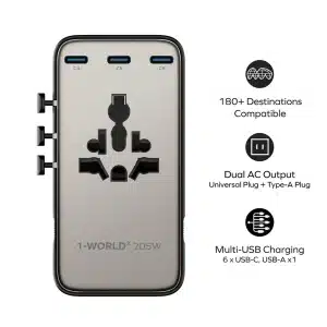 Gadgetoo Momax 1-World² 205W 7-Port Dual Ac Travel Adapter