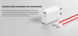 Gadgetoo Oneplus Supervooc 120W Dual Ports Power Adapter With C To C Cable