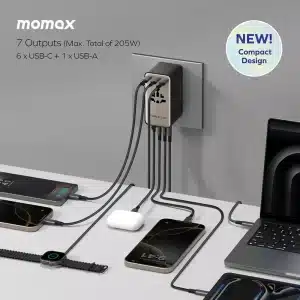 Gadgetoo Momax 1-World² 205W 7-Port Dual Ac Travel Adapter