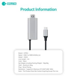 Gadgetoo Cotetci Hdmi To Type-C Cable Coteetci 33025 Length 2M