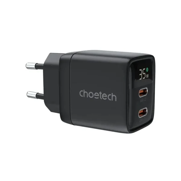 Choetech 35W Dual Type-C Port PD GaN Fast Charging Adapter (PD6051-EU-BK)