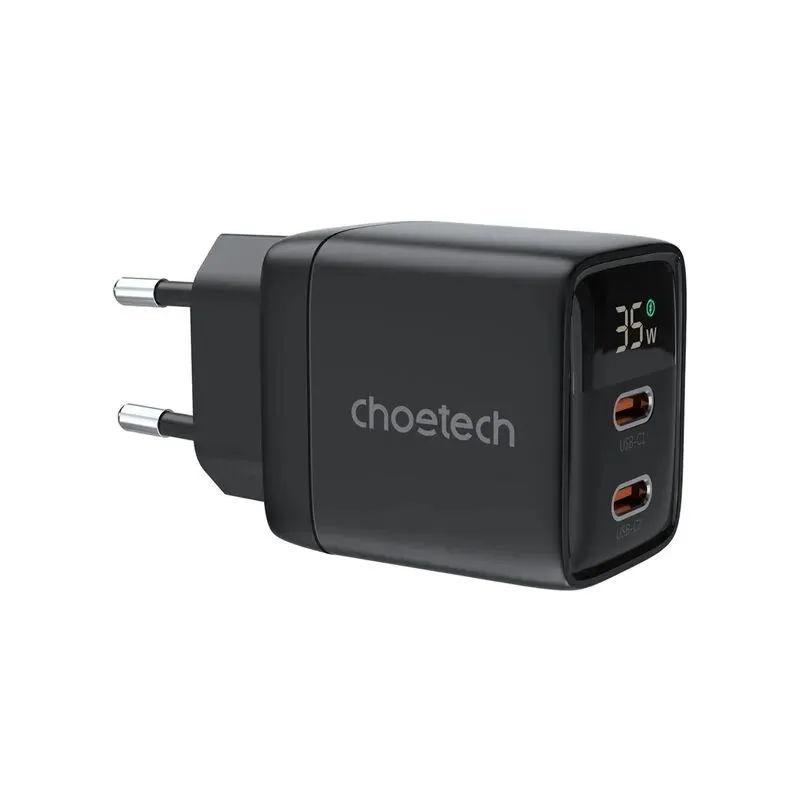 Choetech-35W-Dual-Type-C-Port-Pd-Gan-Fast-Charging-Adapter-Pd6051-Eu-Bk-1 Choetech 35W Dual Type-C Port Pd Gan Fast Charging Adapter (Pd6051-Eu-Bk)