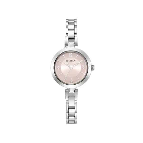 Titan NR2598SM06 Lagan Pink Dial Metal Strap Watch for Women