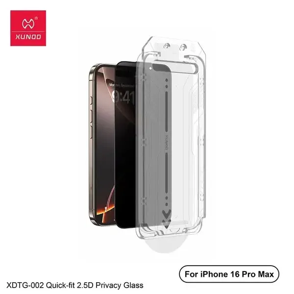 Xundd iPhone 16 Pro / 16 Pro Max Easy Quick-Fit Anti Gores Privacy Tempered Glass