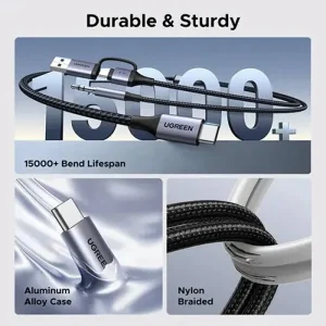 Gadgetoo Ugreen Cm772 Type-C To Type-C, Type-A &Amp; 3.5Mm Male Charging &Amp; Audio Cable #45009