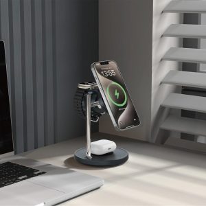 Gadgetoo Wiwu Wi-W041 Qi2 25W 3In1 Space Station Air-Cooled Magnetic Wireless Charger