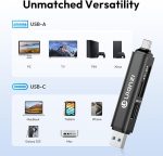 ULANZI CR1 3-in-1 SD/TF/USB Card Reader, USB 3.1 High-Speed 170MB/s, Triple-Slot Simultaneous, Dual USB-C/A, Case-Friendly Port, w/Carabiner Clip for Phone/Tablet/Mac/PC/Android/Photographer - Image 4