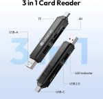 ULANZI CR1 3-in-1 SD/TF/USB Card Reader, USB 3.1 High-Speed 170MB/s, Triple-Slot Simultaneous, Dual USB-C/A, Case-Friendly Port, w/Carabiner Clip for Phone/Tablet/Mac/PC/Android/Photographer - Image 2
