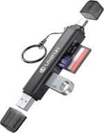 ULANZI CR1 3-in-1 SD/TF/USB Card Reader, USB 3.1 High-Speed 170MB/s, Triple-Slot Simultaneous, Dual USB-C/A, Case-Friendly Port, w/Carabiner Clip for Phone/Tablet/Mac/PC/Android/Photographer