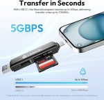 ULANZI CR1 3-in-1 SD/TF/USB Card Reader, USB 3.1 High-Speed 170MB/s, Triple-Slot Simultaneous, Dual USB-C/A, Case-Friendly Port, w/Carabiner Clip for Phone/Tablet/Mac/PC/Android/Photographer - Image 5