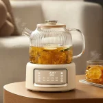 EGRXLYKTV Electric Kettle 1L Glass Health Pot with Microcomputer Panel and Boil-Dry Protection