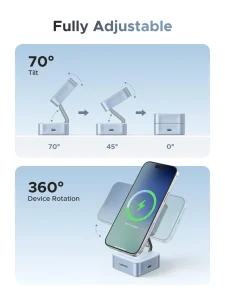 Gadgetoo Ugreen Magflow Qi2 25W 2-In-1 Magnetic Wireless Charger