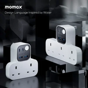 Gadgetoo Momax 1-Charge Work Flow T-Shaped Extension Cord With 3 Sockets, 2 Usb-A, And 2 Usb-C Ports