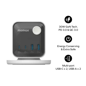 Gadgetoo Momax 1-Charge Work Flow 3-Outlet Gan Power Cube 25W With Usb Ports Gadgetoo Momax 1-Charge Work Flow 3-Outlet Gan Power Cube 25W With Usb Ports