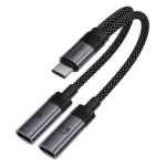ACEFAST J14 USB-C to Dual USB-C Audio & Charging Splitter Adapter Cable with Up to 60W Power Delivery