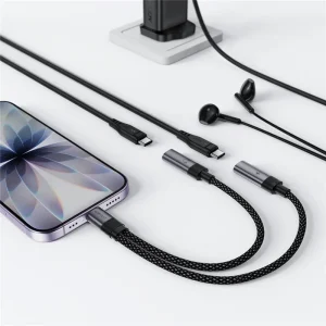 Gadgetoo Acefast J14 Usb-C To Dual Usb-C Audio &Amp; Charging Splitter Adapter Cable With Up To 60W Power Delivery