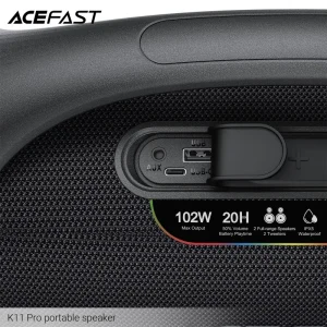 Gadgetoo Acefast K11 Pro Portable Speaker 102W: 20H Playtime, Bluetooth 6.0 &Amp; Rgb