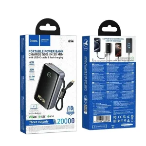 Gadgetoo Hoco Q54 Pd45W 20000Mah Power Bank With Cable Fast Charging Backup