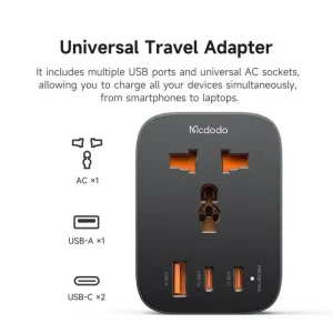 Gadgetoo Mcdodo Cp-0810 Uk Travel Plug Adapter With 3 Usb Ports