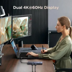 Gadgetoo Ugreen Revodok Pro 2102 10-In-1 Usb-C Docking Station With Dual Hdmi 4K@60Hz, 10Gbps Usb, Gigabit Ethernet