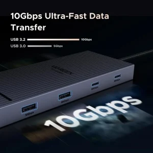 Gadgetoo Ugreen Revodok Pro 2102 10-In-1 Usb-C Docking Station With Dual Hdmi 4K@60Hz, 10Gbps Usb, Gigabit Ethernet
